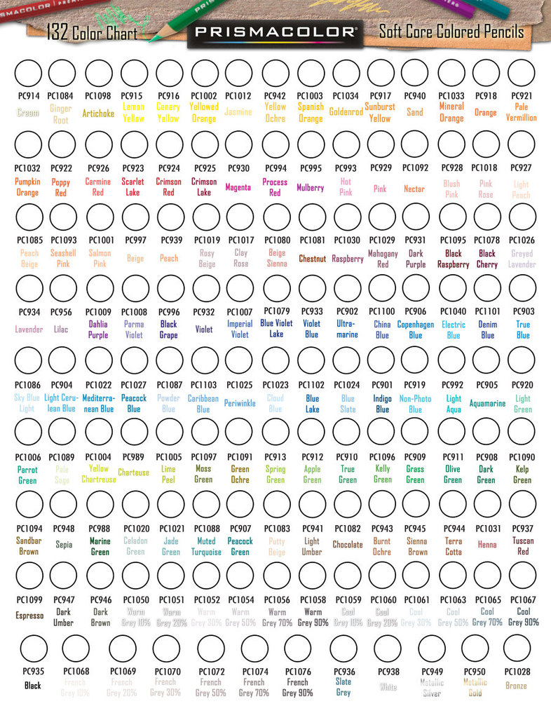 Prismacolor 132 Premier Colored Pencil Chart by TransientArt on 