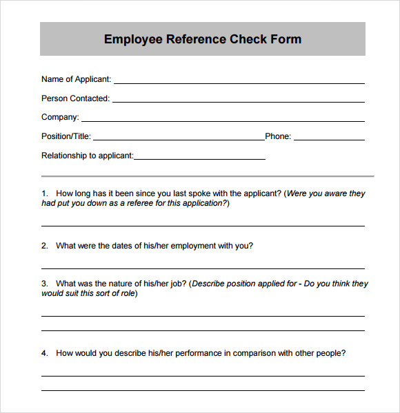 reference check form template sample reference check template 14 