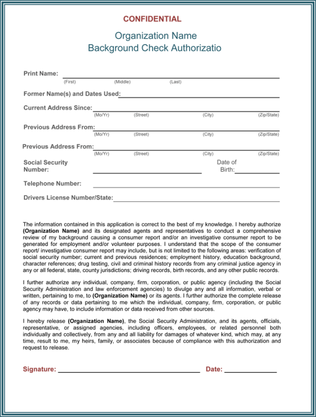 background check authorization form template background check 