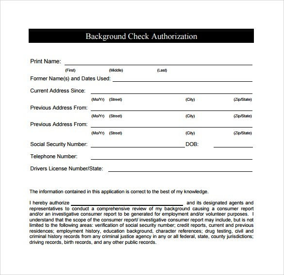 Background Check Authorization Form Template Business Template 