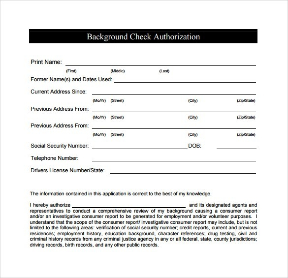 Sample Background Check Authorization Form amulette