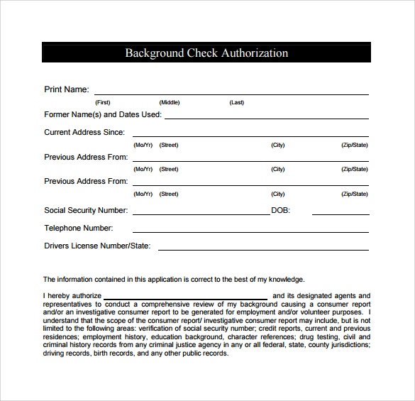 11 Background Check Authorization Forms to Download | Sample Templates