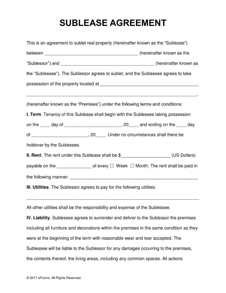 Simple Sublet Agreement Amulette