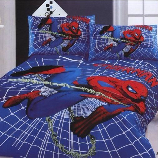 Queen Size Spiderman Comforter Set Character Spider Man Bedding 
