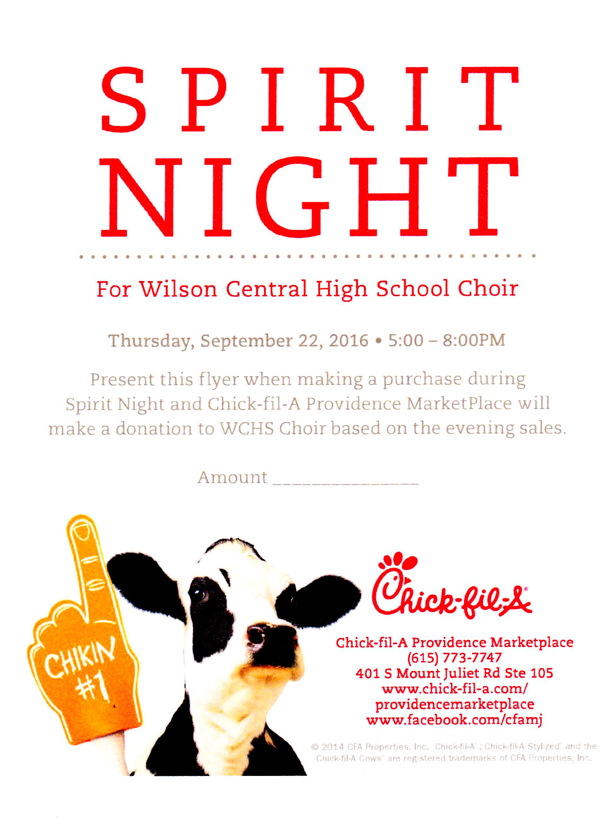 Chick Fil A Spirit Night Flyer and Yankee Candle Online Fundraiser 