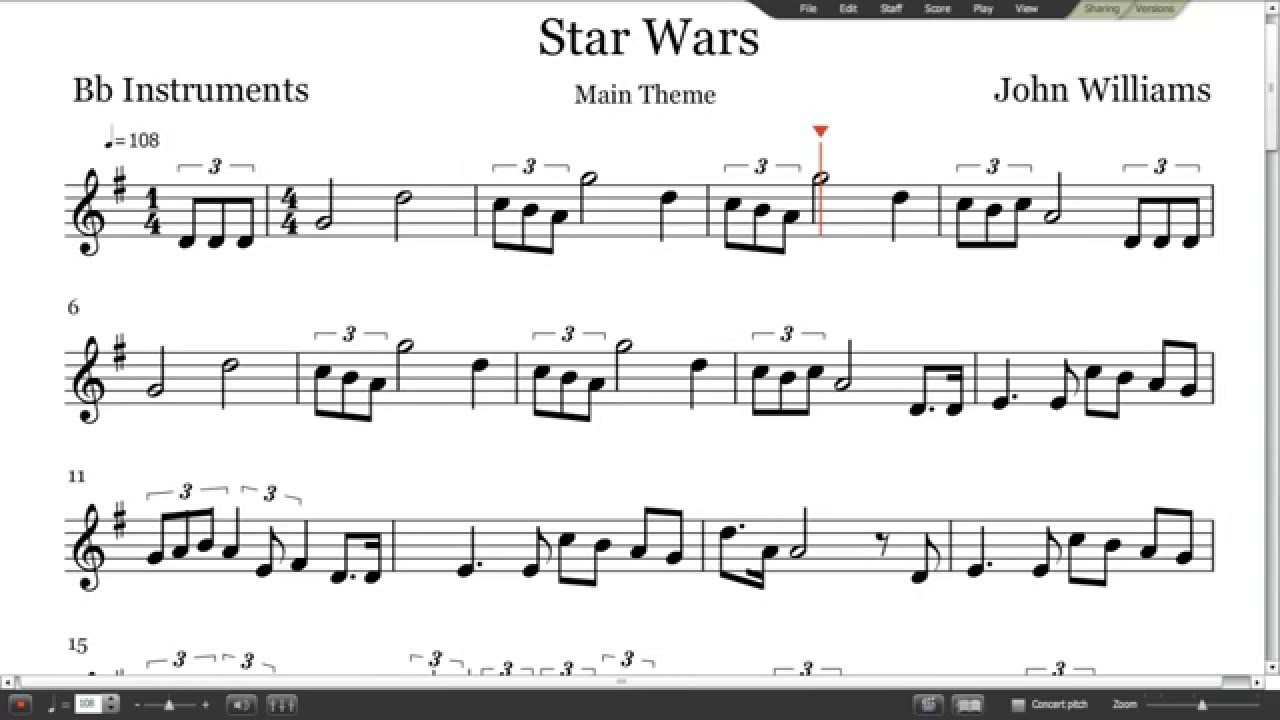 star wars theme song clarinet sheet music.
