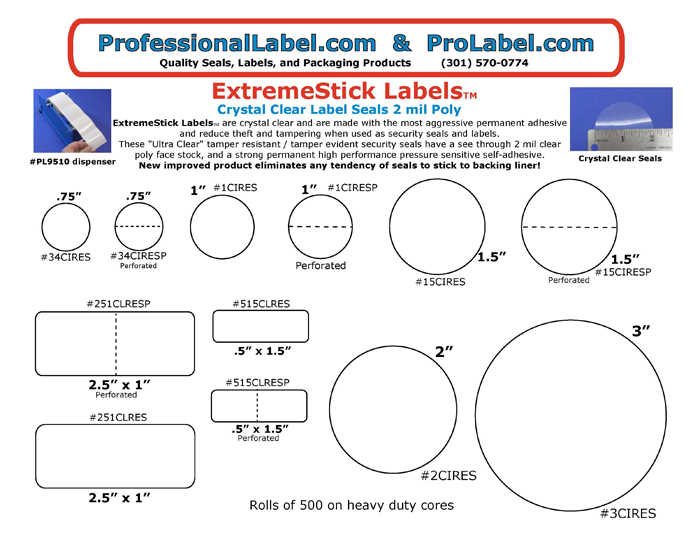 Extreme Stick Labels Strong Clear Round Circle Stickers