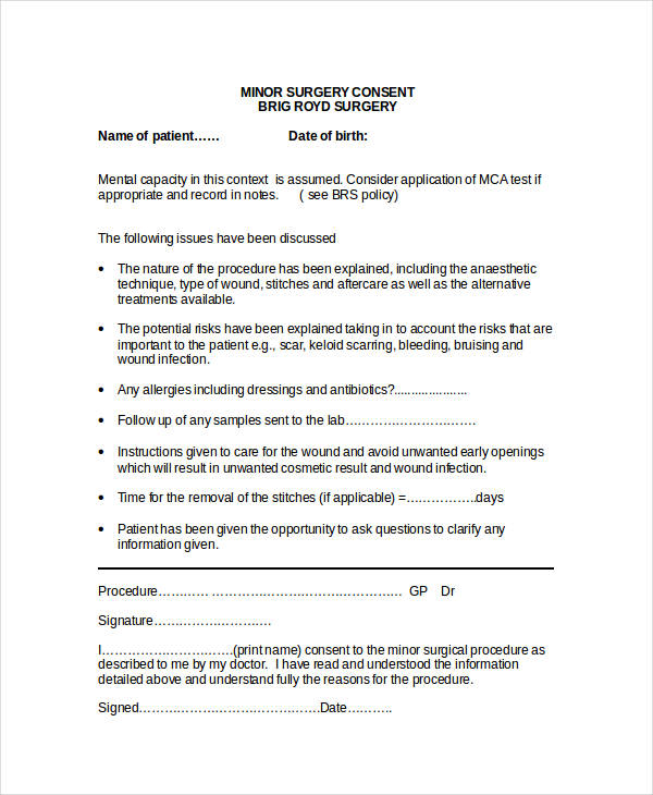 Hospital Surgical Consent Form | Consent form | Pinterest 