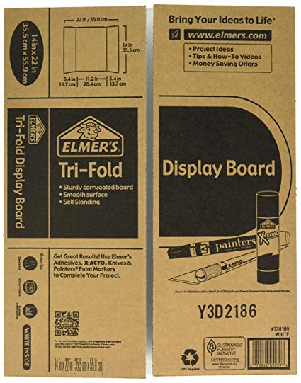 Amazon.: Elmer's Tri Fold Display Board, White, 14x22 Inch 