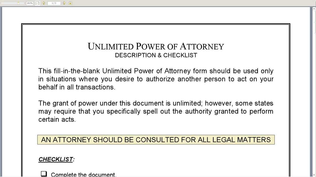 Unlimited Power of Attorney YouTube
