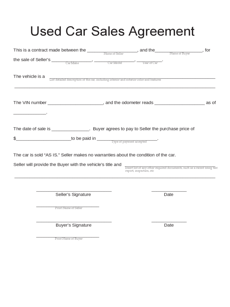 Car Sale Contract Form 5 Free Templates In Pdf Word Excel Download 