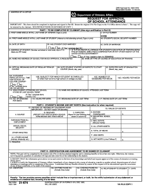 Need help with VA Form 21 674 (School Attendance) VA Disability 