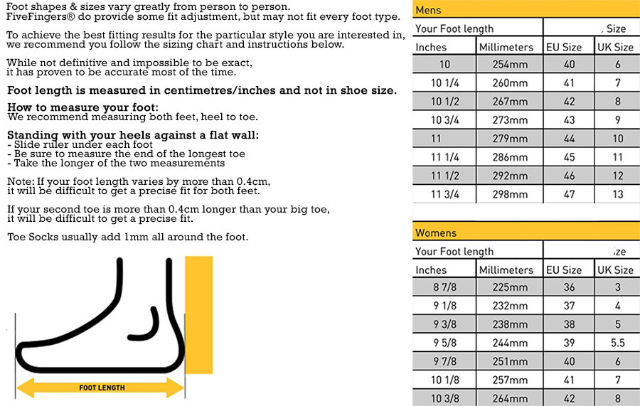 vibram five fingers size chart men | Ck mdhomes