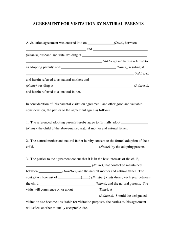 visitation agreement template visitation agreement template 