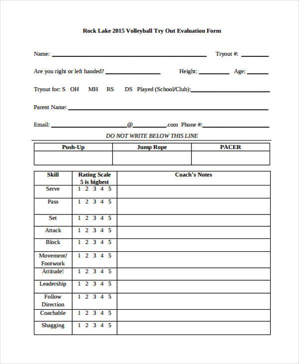 Sample Volleyball Evaluation Forms 7+ Free Documents in Word, PDF