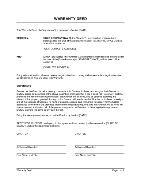 Free Oregon General Warranty Deed Form Word | PDF | eForms 